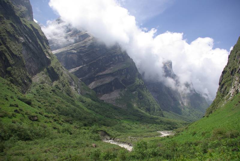 The Annapurna Sanctuary valley.