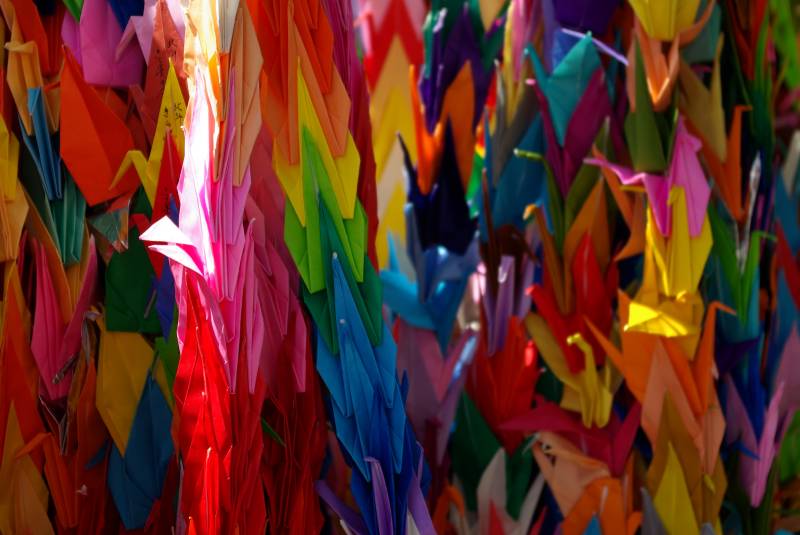 Paper cranes at the Childrens Peace Memorial.
