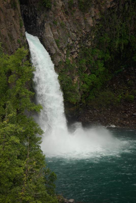 Waterfall in the Radal Siete Tazas park.