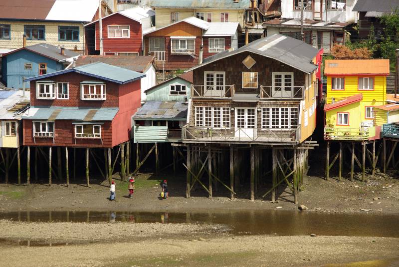 Palafitos fishermen houses in Castro.