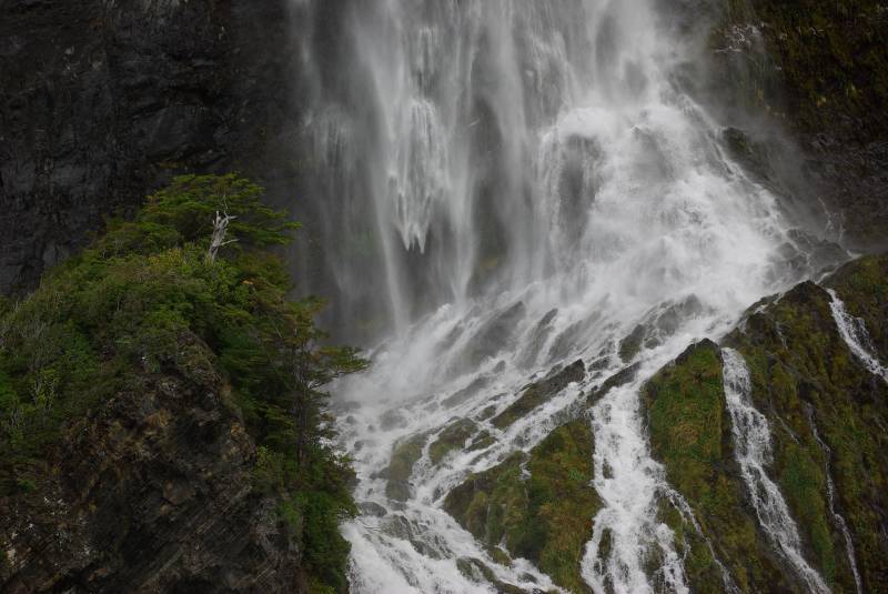 Waterfall in the Última Esperanza Sound.