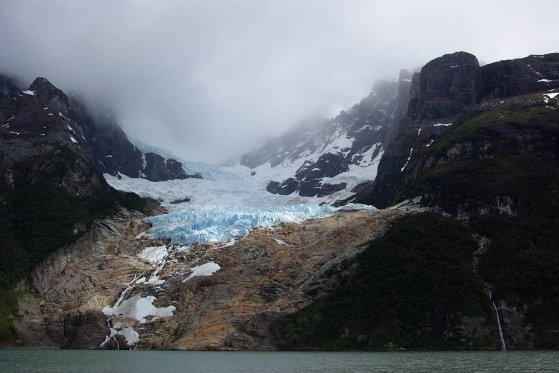 Blue ice of the Balmaceda glacier.